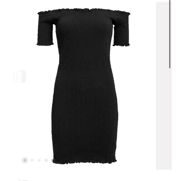 Fifth & Mode Carmen Smocked Mini Dress size Large in Black NWT - Picture 14 of 15